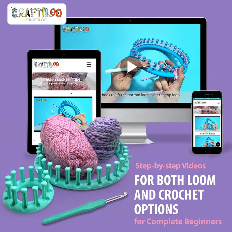 CRAFTILOO Loom Knitting and Crochet kit for Kids Crochet kit for Beginners Knitting kit for Beginners Knitting Loom Learn to Crochet Kits for Adults Beginner - Image 3